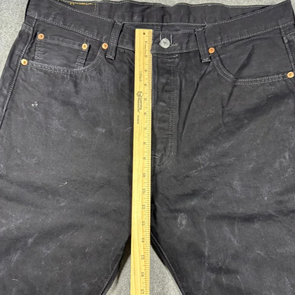 Levis 501 Original Fit Mens Black Straight Leg Button Fly Jeans 36x28 Faded Work